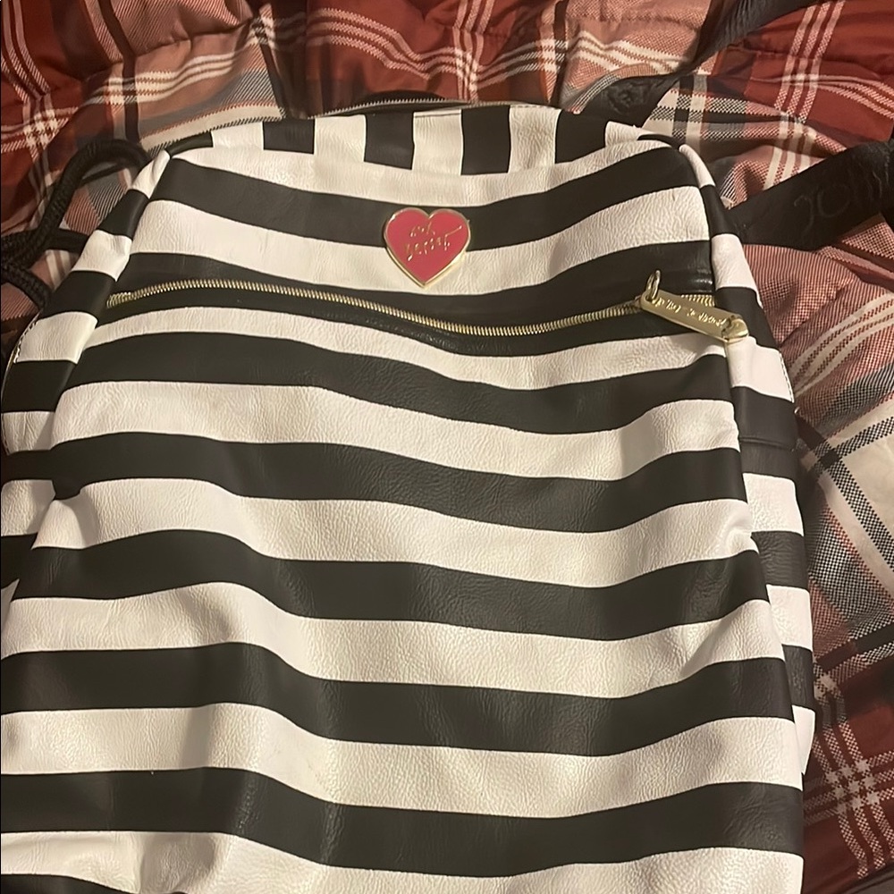 Black and White Striped Backpack